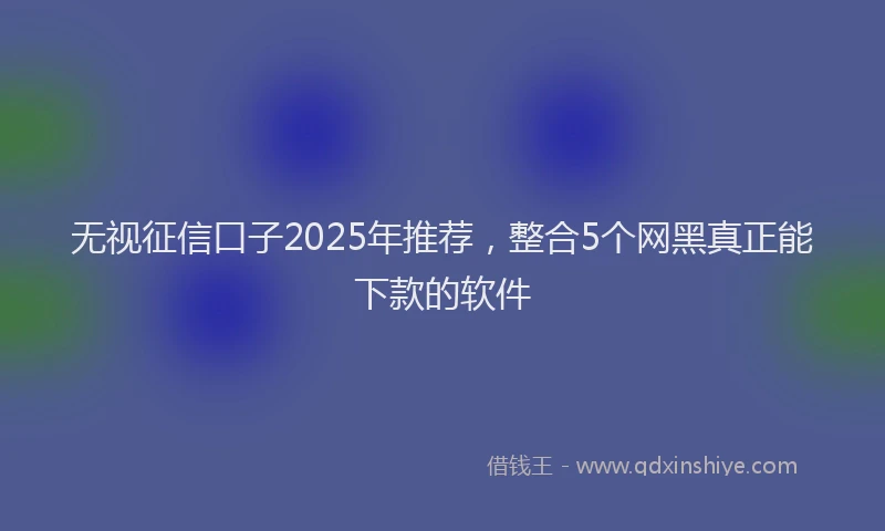 无视征信口子2025年推荐，整合5个网黑真正能下款的软件