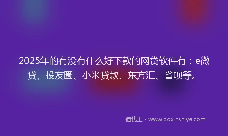 2025年的有没有什么好下款的网贷软件有：e微贷、投友圈、小米贷款、东方汇、省呗等。