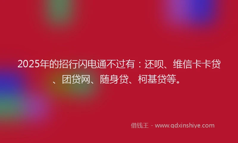 2025年的招行闪电通不过有：还呗、维信卡卡贷、团贷网、随身贷、柯基贷等。