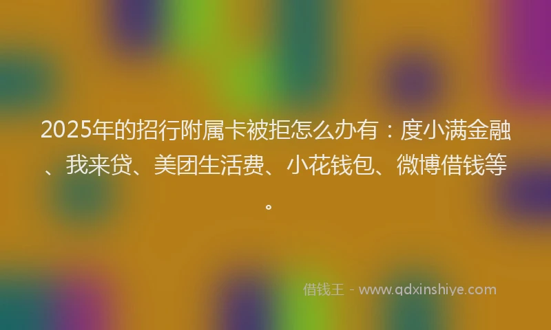 2025年的招行附属卡被拒怎么办有：度小满金融、我来贷、美团生活费、小花钱包、微博借钱等。