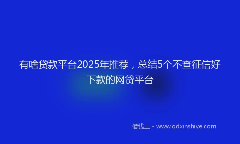有啥贷款平台2025年推荐，总结5个不查征信好下款的网贷平台