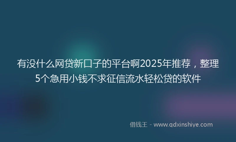 有没什么网贷新口子的平台啊2025年推荐，整理5个急用小钱不求征信流水轻松贷的软件