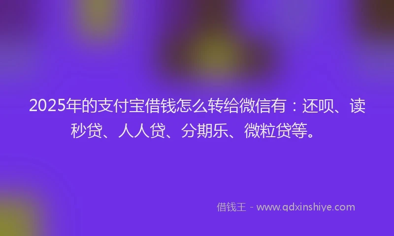 2025年的支付宝借钱怎么转给微信有：还呗、读秒贷、人人贷、分期乐、微粒贷等。
