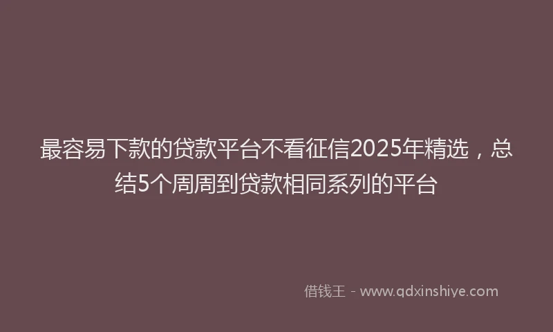 最容易下款的贷款平台不看征信2025年精选，总结5个周周到贷款相同系列的平台