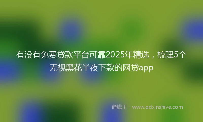 有没有免费贷款平台可靠2025年精选，梳理5个无视黑花半夜下款的网贷app
