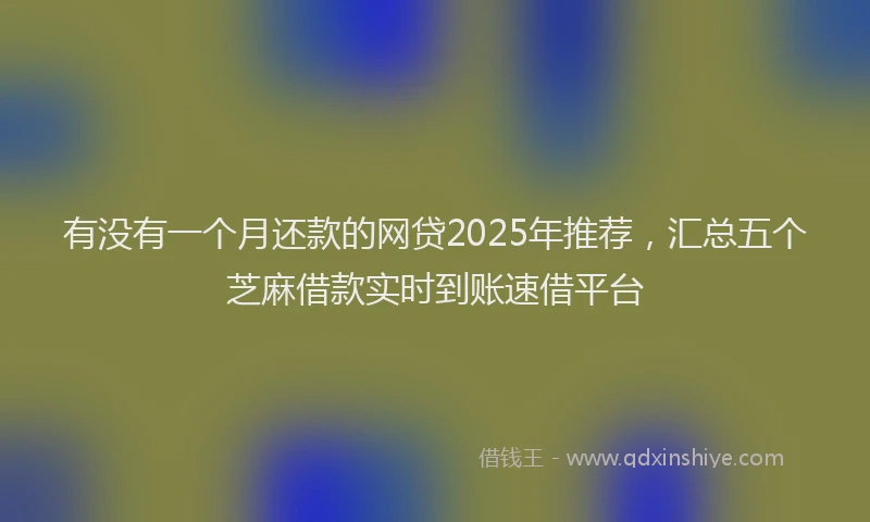 有没有一个月还款的网贷2025年推荐，汇总五个芝麻借款实时到账速借平台