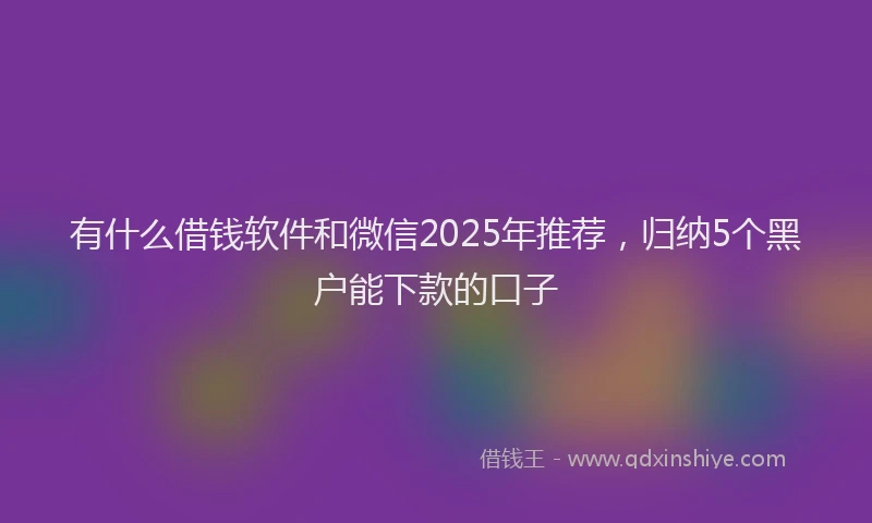 有什么借钱软件和微信2025年推荐，归纳5个黑户能下款的口子