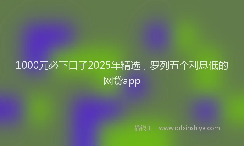 1000元必下口子2025年精选，罗列五个利息低的网贷app