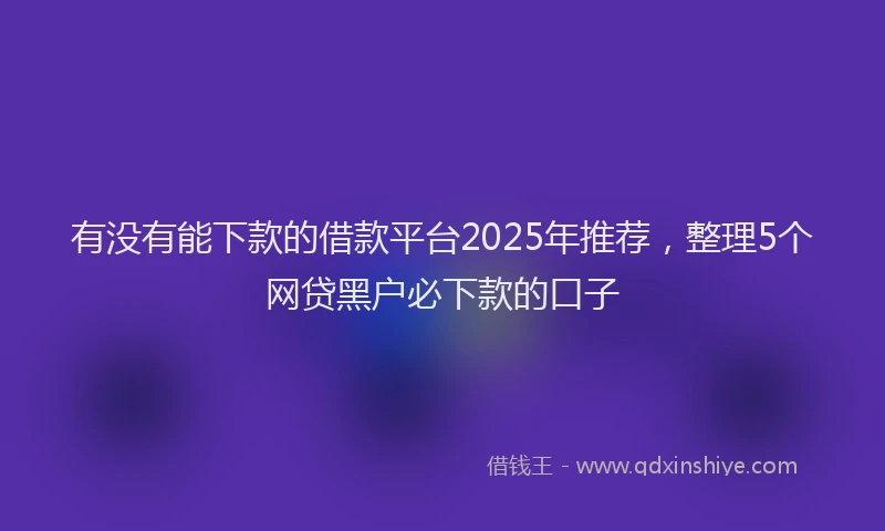 有没有能下款的借款平台2025年推荐，整理5个网贷黑户必下款的口子