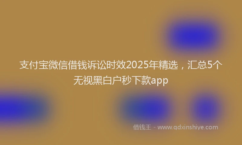 支付宝微信借钱诉讼时效2025年精选，汇总5个无视黑白户秒下款app