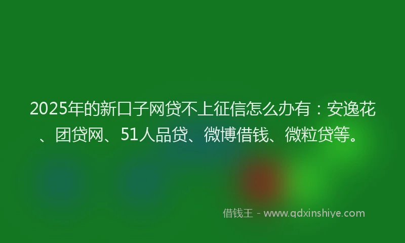 2025年的新口子网贷不上征信怎么办有：安逸花、团贷网、51人品贷、微博借钱、微粒贷等。