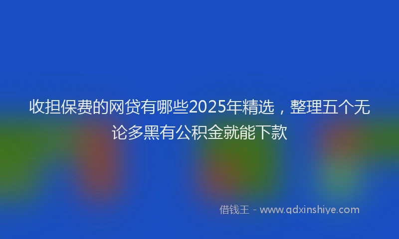 收担保费的网贷有哪些2025年精选，整理五个无论多黑有公积金就能下款