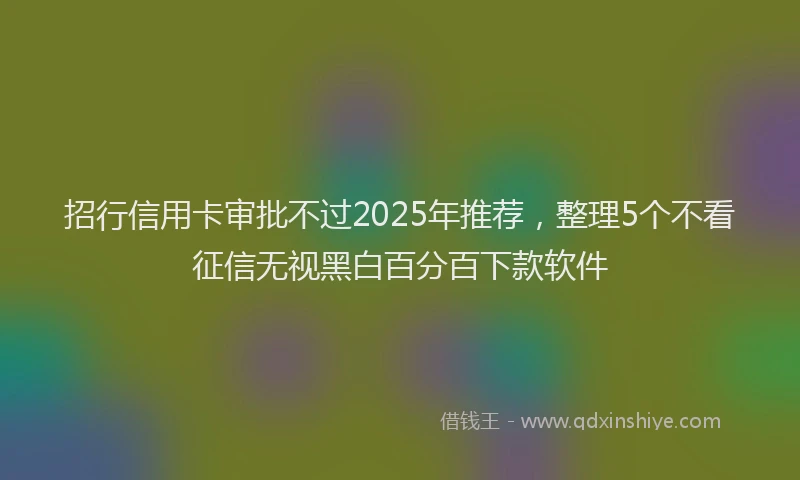 招行信用卡审批不过2025年推荐，整理5个不看征信无视黑白百分百下款软件