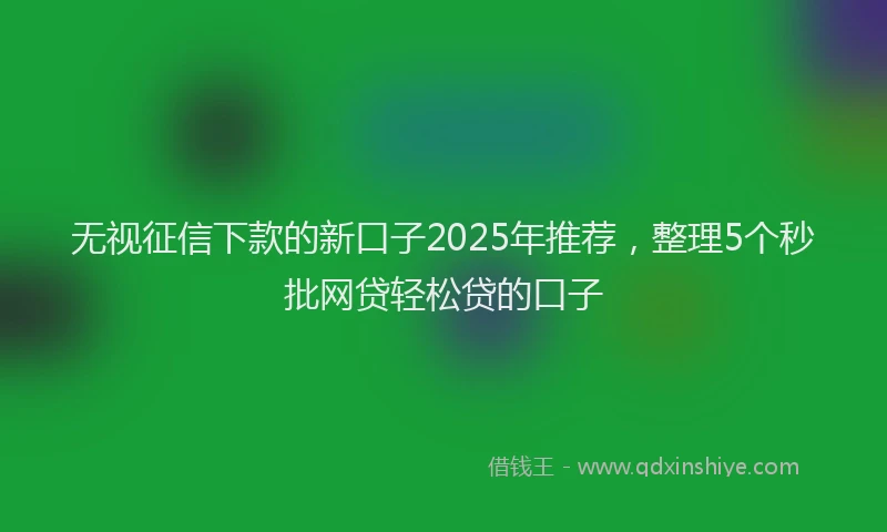 无视征信下款的新口子2025年推荐，整理5个秒批网贷轻松贷的口子