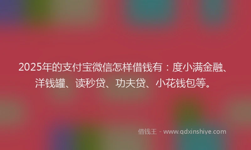 2025年的支付宝微信怎样借钱有：度小满金融、洋钱罐、读秒贷、功夫贷、小花钱包等。