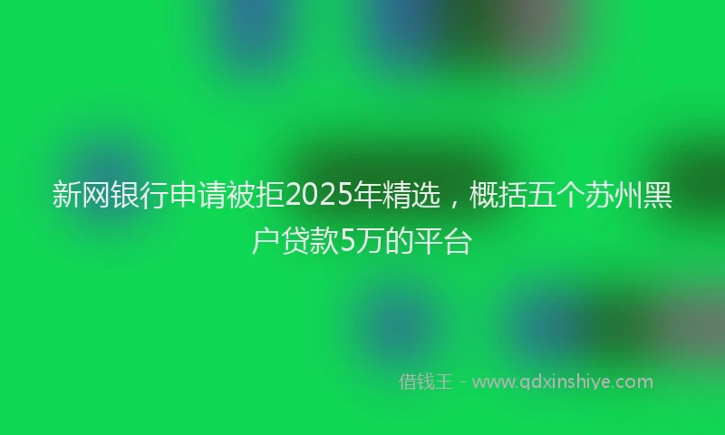 新网银行申请被拒2025年精选，概括五个苏州黑户贷款5万的平台