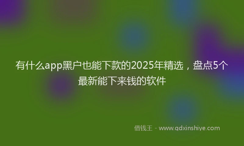 有什么app黑户也能下款的2025年精选，盘点5个最新能下来钱的软件