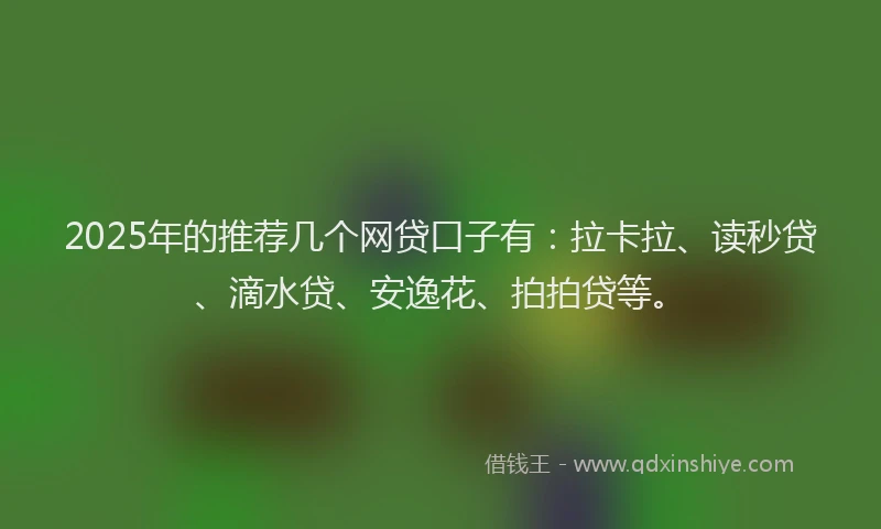 2025年的推荐几个网贷口子有：拉卡拉、读秒贷、滴水贷、安逸花、拍拍贷等。
