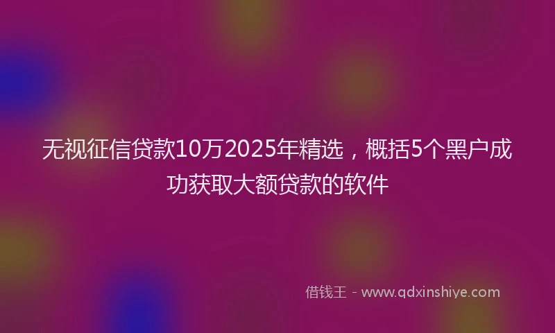 无视征信贷款10万2025年精选，概括5个黑户成功获取大额贷款的软件