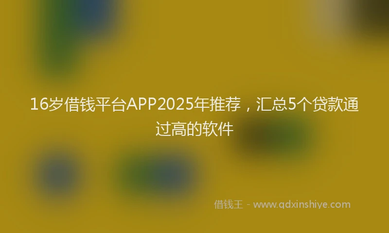 16岁借钱平台APP2025年推荐，汇总5个贷款通过高的软件