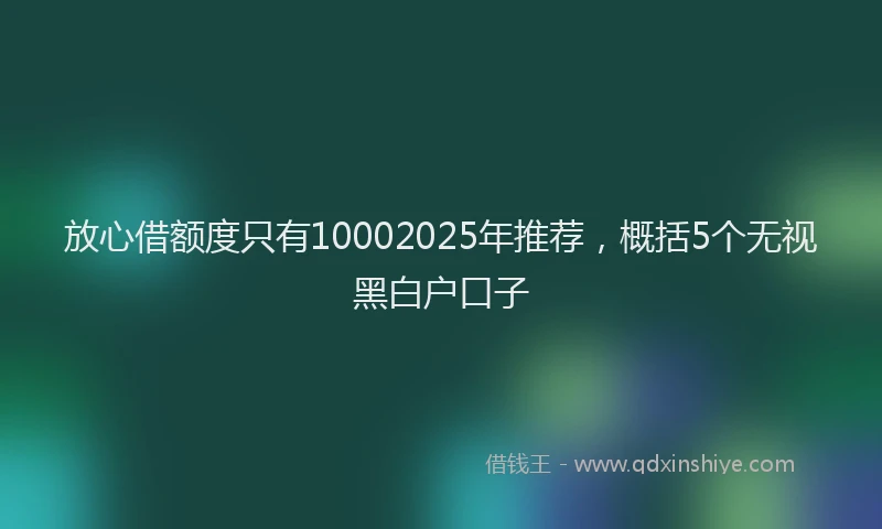放心借额度只有10002025年推荐，概括5个无视黑白户口子