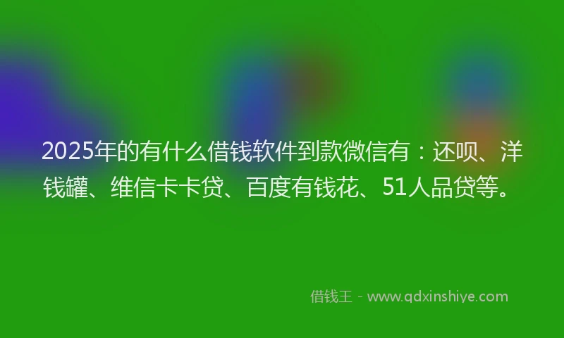 2025年的有什么借钱软件到款微信有：还呗、洋钱罐、维信卡卡贷、百度有钱花、51人品贷等。