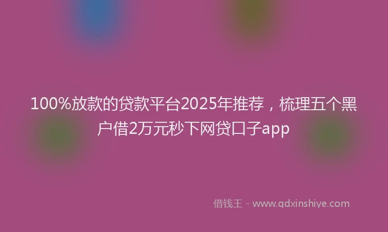 100%放款的贷款平台2025年推荐，梳理五个黑户借2万元秒下网贷口子app