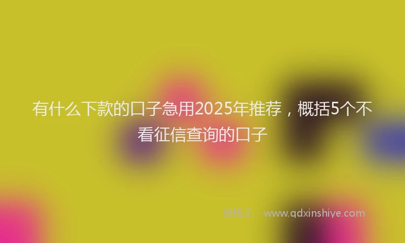 有什么下款的口子急用2025年推荐，概括5个不看征信查询的口子