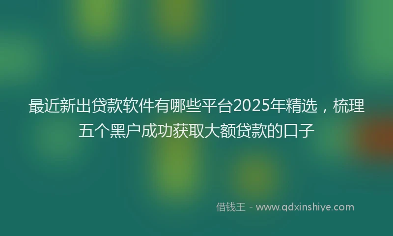 最近新出贷款软件有哪些平台2025年精选，梳理五个黑户成功获取大额贷款的口子