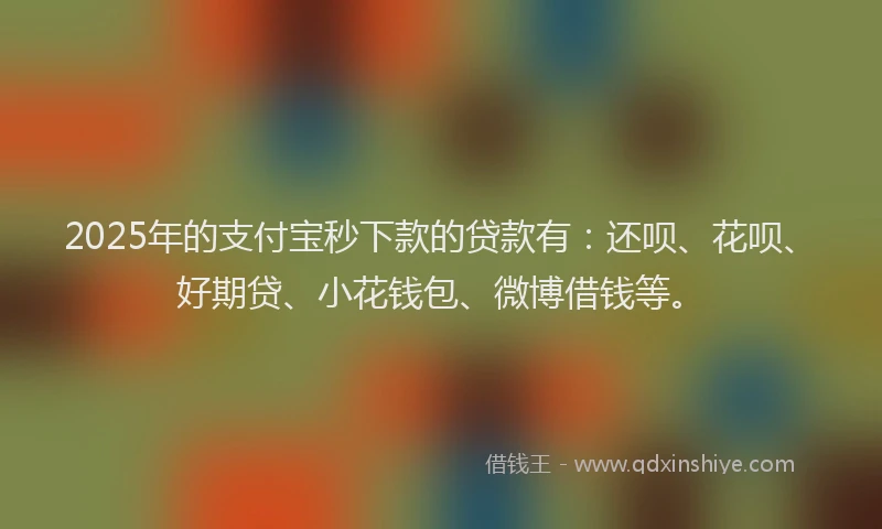 2025年的支付宝秒下款的贷款有：还呗、花呗、好期贷、小花钱包、微博借钱等。