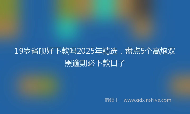 19岁省呗好下款吗2025年精选，盘点5个高炮双黑逾期必下款口子