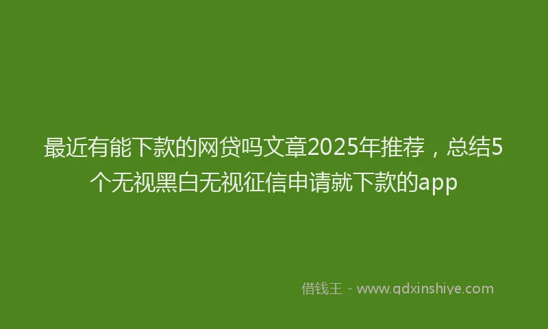 最近有能下款的网贷吗文章2025年推荐，总结5个无视黑白无视征信申请就下款的app