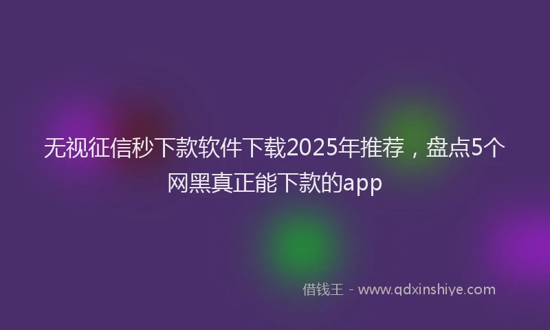 无视征信秒下款软件下载2025年推荐，盘点5个网黑真正能下款的app