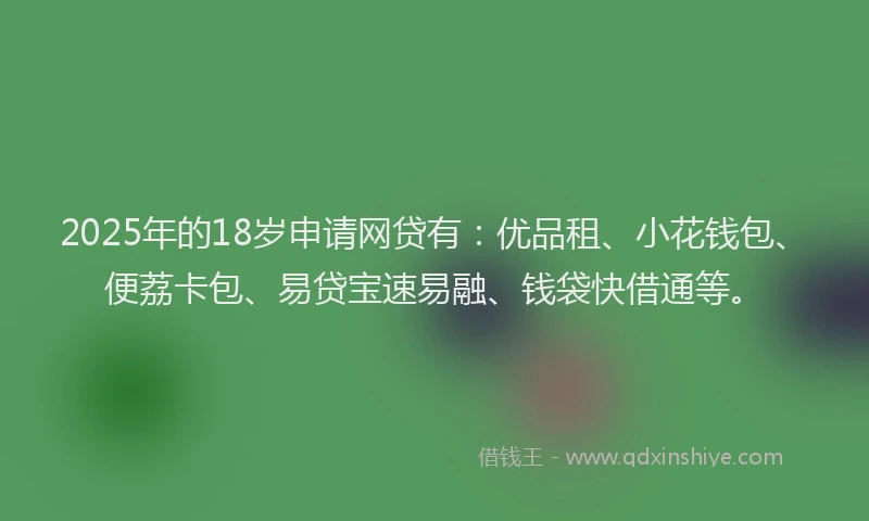 2025年的18岁申请网贷有：优品租、小花钱包、便荔卡包、易贷宝速易融、钱袋快借通等。