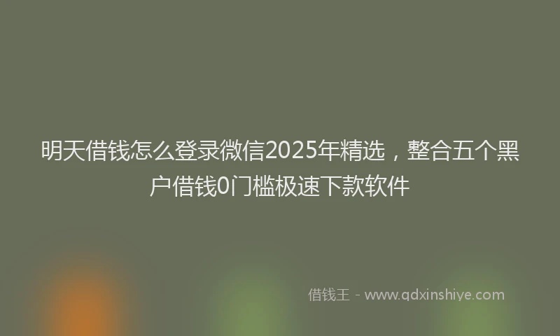 明天借钱怎么登录微信2025年精选，整合五个黑户借钱0门槛极速下款软件