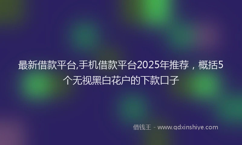 最新借款平台,手机借款平台2025年推荐，概括5个无视黑白花户的下款口子
