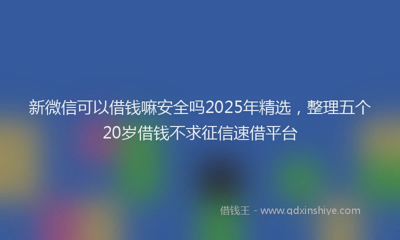 新微信可以借钱嘛安全吗2025年精选，整理五个20岁借钱不求征信速借平台