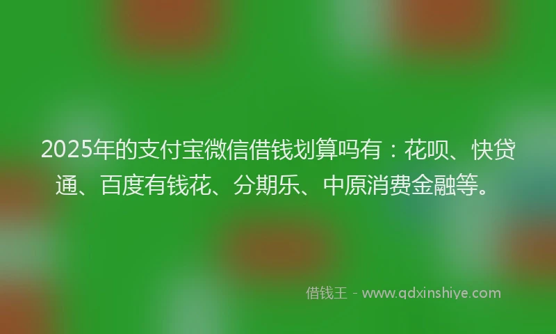 2025年的支付宝微信借钱划算吗有：花呗、快贷通、百度有钱花、分期乐、中原消费金融等。