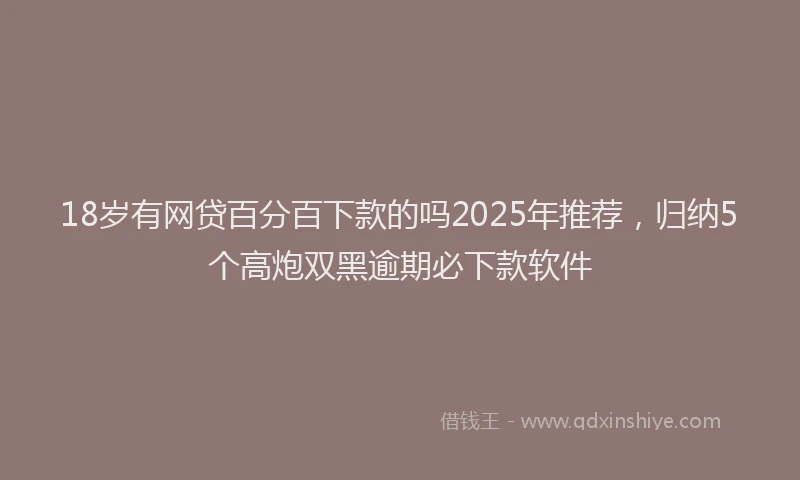 18岁有网贷百分百下款的吗2025年推荐，归纳5个高炮双黑逾期必下款软件