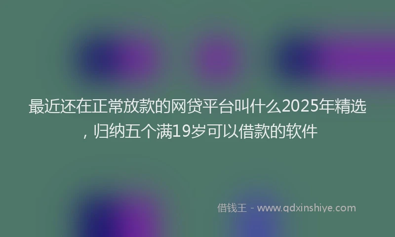 最近还在正常放款的网贷平台叫什么2025年精选，归纳五个满19岁可以借款的软件