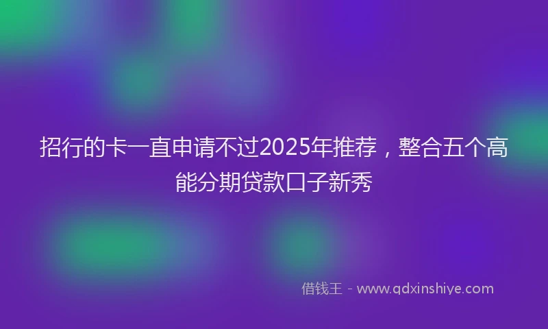 招行的卡一直申请不过2025年推荐，整合五个高能分期贷款口子新秀