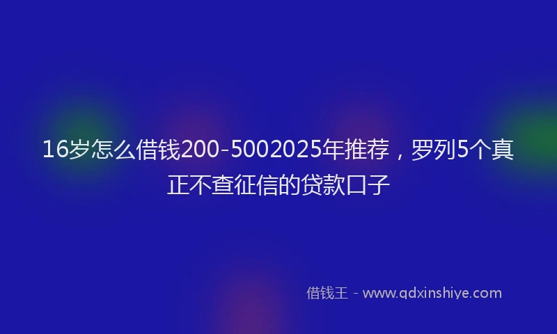 16岁怎么借钱200-5002025年推荐，罗列5个真正不查征信的贷款口子