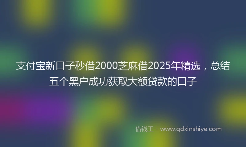 支付宝新口子秒借2000芝麻借2025年精选，总结五个黑户成功获取大额贷款的口子
