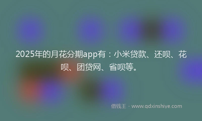 2025年的月花分期app有：小米贷款、还呗、花呗、团贷网、省呗等。
