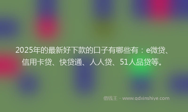 2025年的最新好下款的口子有哪些有：e微贷、信用卡贷、快贷通、人人贷、51人品贷等。