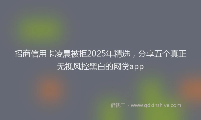 招商信用卡凌晨被拒2025年精选，分享五个真正无视风控黑白的网贷app