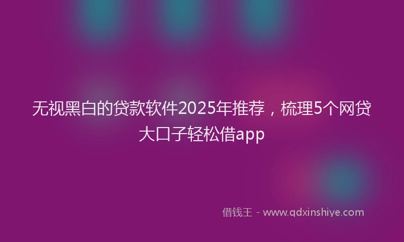 无视黑白的贷款软件2025年推荐，梳理5个网贷大口子轻松借app