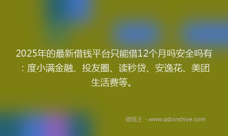 2025年的最新借钱平台只能借12个月吗安全吗有：度小满金融、投友圈、读秒贷、安逸花、美团生活费等。