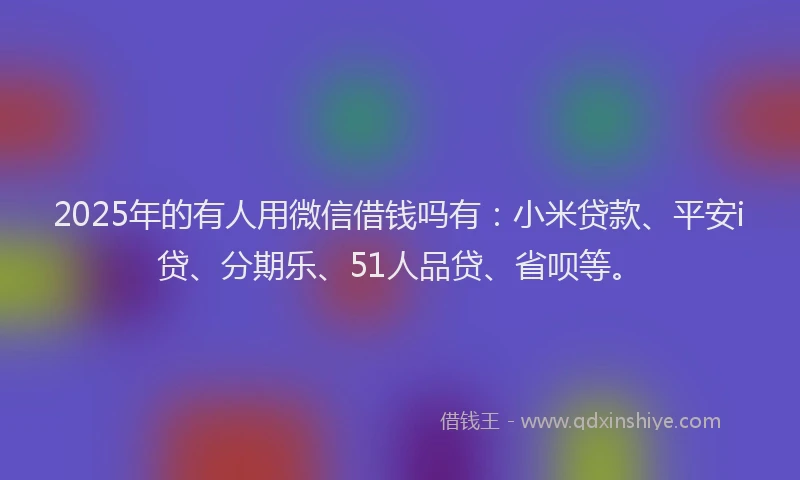 2025年的有人用微信借钱吗有：小米贷款、平安i贷、分期乐、51人品贷、省呗等。