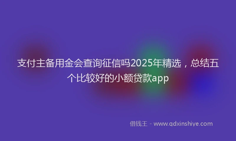 支付主备用金会查询征信吗2025年精选，总结五个比较好的小额贷款app